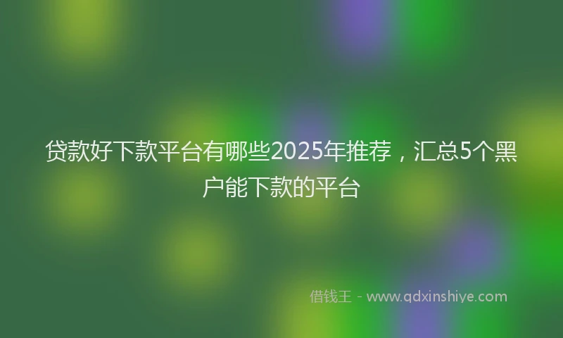 贷款好下款平台有哪些2025年推荐，汇总5个黑户能下款的平台