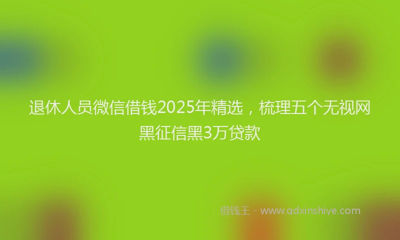 退休人员微信借钱2025年精选，梳理五个无视网黑征信黑3万贷款