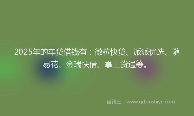 2025年的车贷借钱有：微粒快贷、派派优选、随易花、金瑞快借、掌上贷通等。