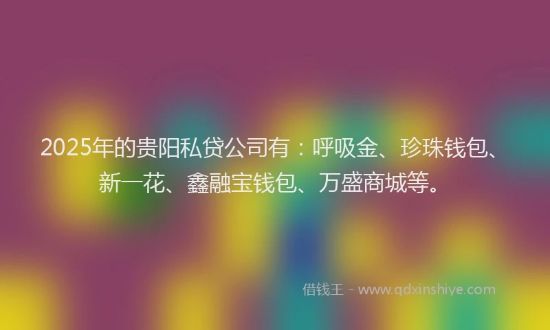 2025年的贵阳私贷公司有：呼吸金、珍珠钱包、新一花、鑫融宝钱包、万盛商城等。