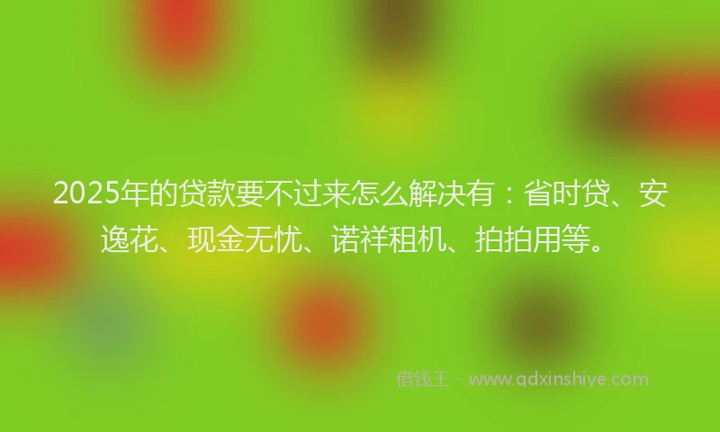 2025年的贷款要不过来怎么解决有：省时贷、安逸花、现金无忧、诺祥租机、拍拍用等。