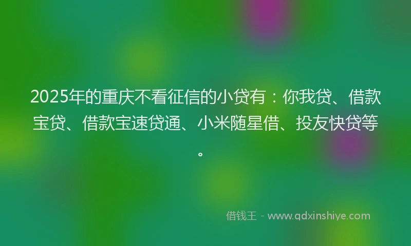 2025年的重庆不看征信的小贷有：你我贷、借款宝贷、借款宝速贷通、小米随星借、投友快贷等。