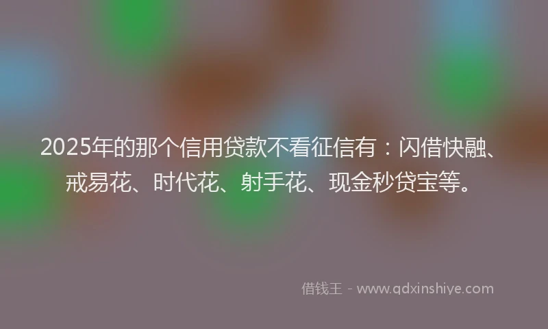 2025年的那个信用贷款不看征信有：闪借快融、戒易花、时代花、射手花、现金秒贷宝等。