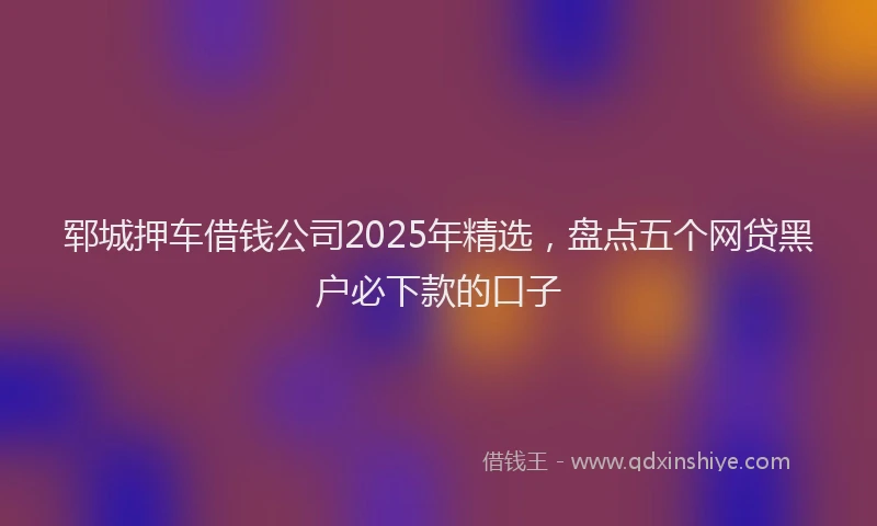 郓城押车借钱公司2025年精选，盘点五个网贷黑户必下款的口子