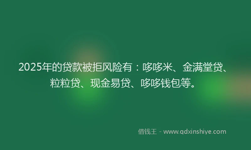 2025年的贷款被拒风险有：哆哆米、金满堂贷、粒粒贷、现金易贷、哆哆钱包等。