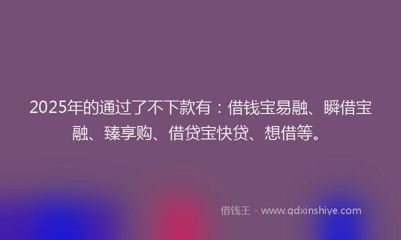 2025年的通过了不下款有：借钱宝易融、瞬借宝融、臻享购、借贷宝快贷、想借等。