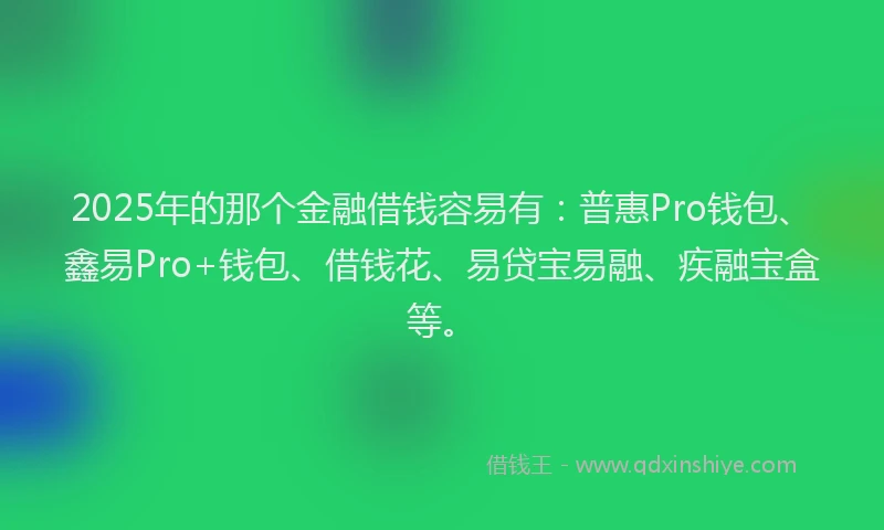 2025年的那个金融借钱容易有：普惠Pro钱包、鑫易Pro+钱包、借钱花、易贷宝易融、疾融宝盒等。