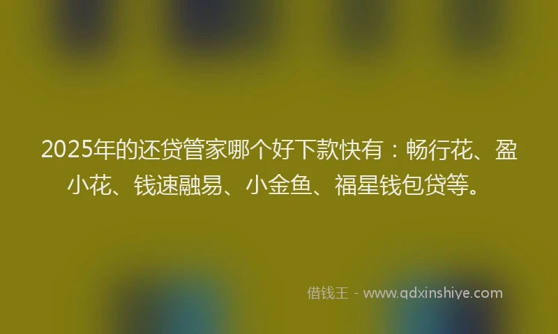 2025年的还贷管家哪个好下款快有：畅行花、盈小花、钱速融易、小金鱼、福星钱包贷等。