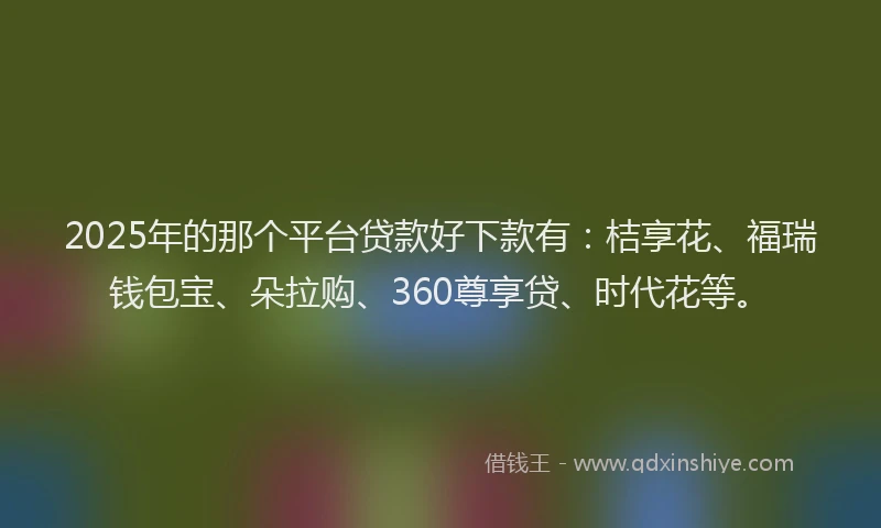 2025年的那个平台贷款好下款有：桔享花、福瑞钱包宝、朵拉购、360尊享贷、时代花等。