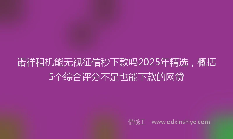 诺祥租机能无视征信秒下款吗2025年精选，概括5个综合评分不足也能下款的网贷