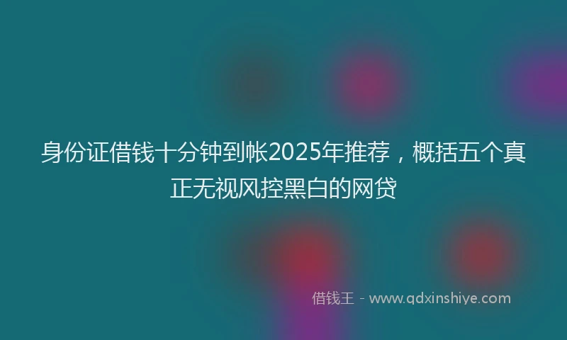 身份证借钱十分钟到帐2025年推荐，概括五个真正无视风控黑白的网贷