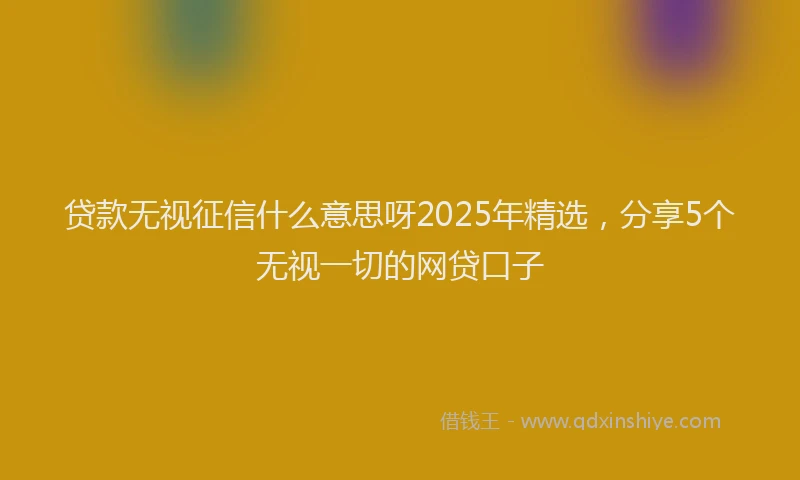 贷款无视征信什么意思呀2025年精选，分享5个无视一切的网贷口子