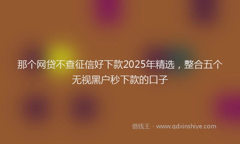 那个网贷不查征信好下款2025年精选，整合五个无视黑户秒下款的口子