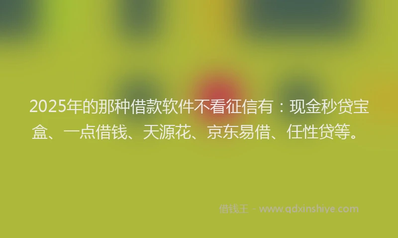 2025年的那种借款软件不看征信有：现金秒贷宝盒、一点借钱、天源花、京东易借、任性贷等。