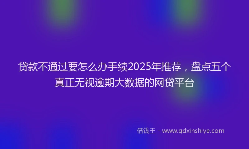 贷款不通过要怎么办手续2025年推荐，盘点五个真正无视逾期大数据的网贷平台