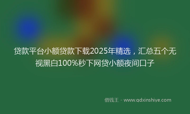 贷款平台小额贷款下载2025年精选，汇总五个无视黑白100%秒下网贷小额夜间口子