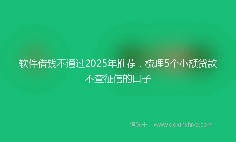 软件借钱不通过2025年推荐，梳理5个小额贷款不查征信的口子