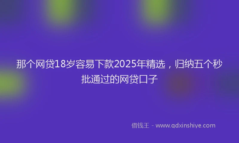 那个网贷18岁容易下款2025年精选，归纳五个秒批通过的网贷口子