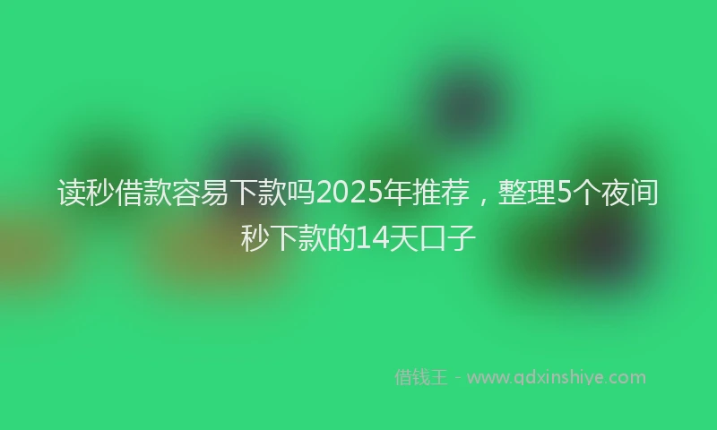 读秒借款容易下款吗2025年推荐，整理5个夜间秒下款的14天口子
