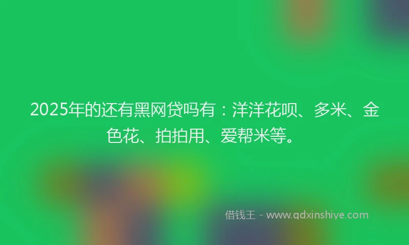 2025年的还有黑网贷吗有：洋洋花呗、多米、金色花、拍拍用、爱帮米等。