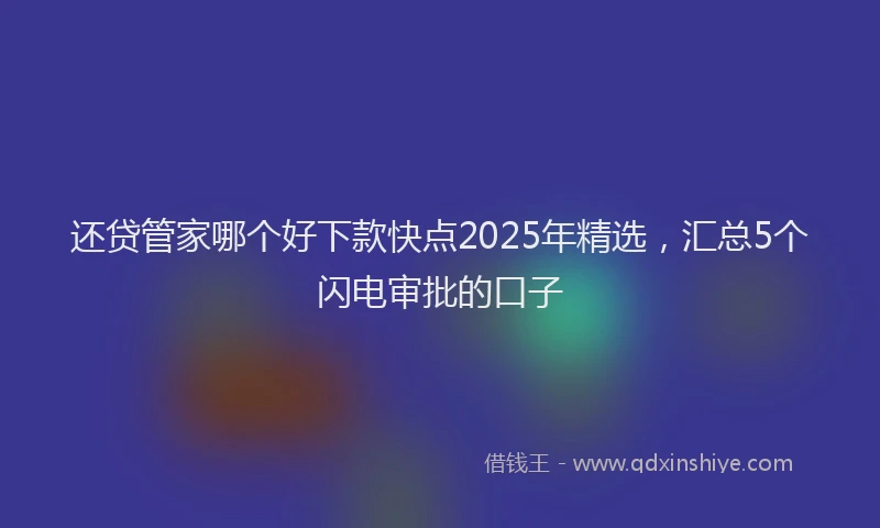 还贷管家哪个好下款快点2025年精选，汇总5个闪电审批的口子