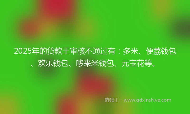 2025年的贷款王审核不通过有：多米、便荔钱包、欢乐钱包、哆来米钱包、元宝花等。