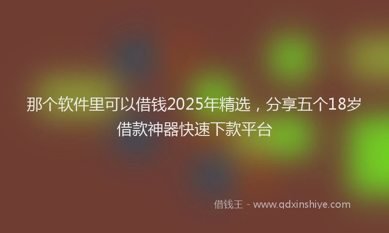 那个软件里可以借钱2025年精选，分享五个18岁借款神器快速下款平台