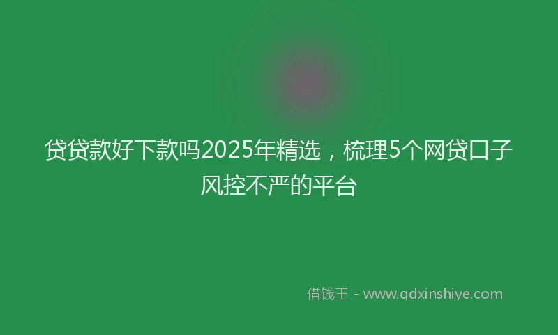 贷贷款好下款吗2025年精选，梳理5个网贷口子风控不严的平台