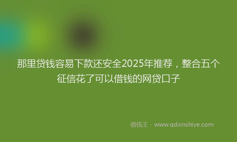 那里贷钱容易下款还安全2025年推荐，整合五个征信花了可以借钱的网贷口子