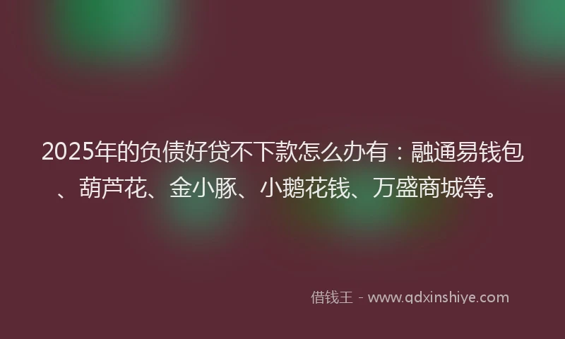 2025年的负债好贷不下款怎么办有：融通易钱包、葫芦花、金小豚、小鹅花钱、万盛商城等。