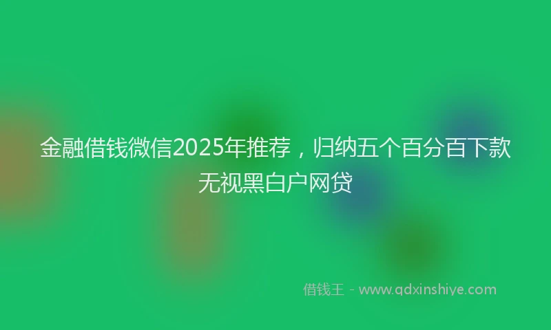 金融借钱微信2025年推荐，归纳五个百分百下款无视黑白户网贷