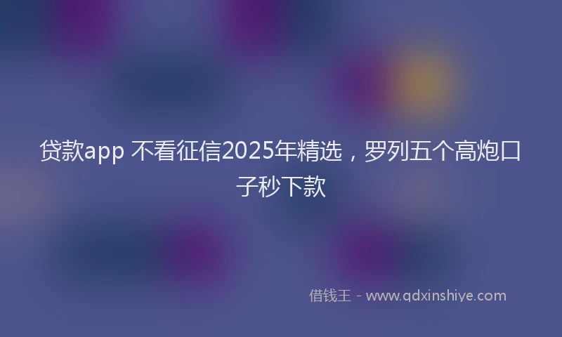 贷款app 不看征信2025年精选，罗列五个高炮口子秒下款