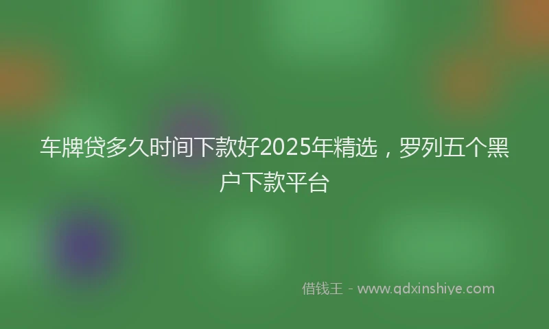 车牌贷多久时间下款好2025年精选，罗列五个黑户下款平台