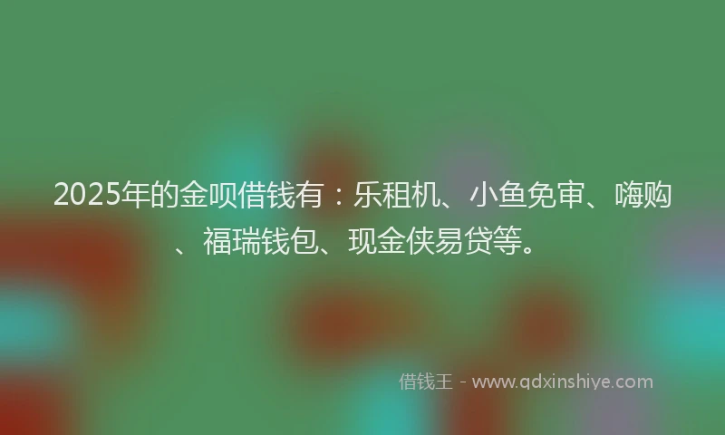 2025年的金呗借钱有：乐租机、小鱼免审、嗨购、福瑞钱包、现金侠易贷等。