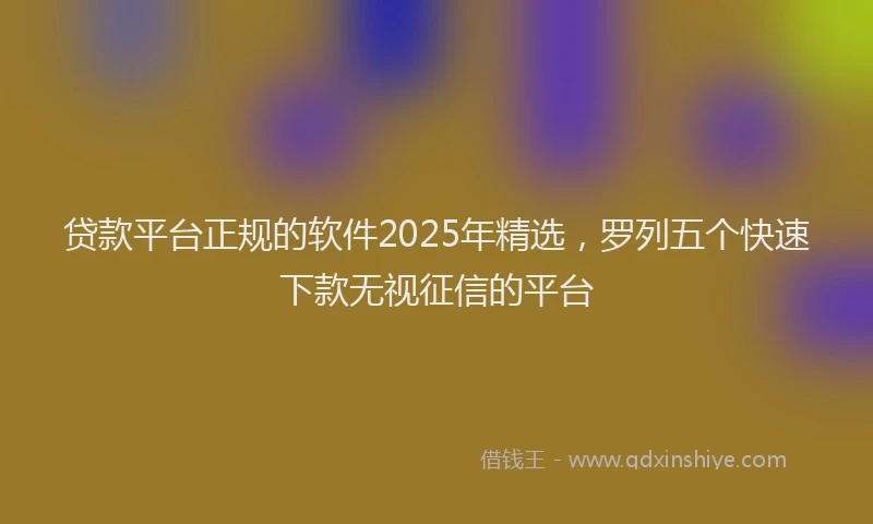 贷款平台正规的软件2025年精选，罗列五个快速下款无视征信的平台