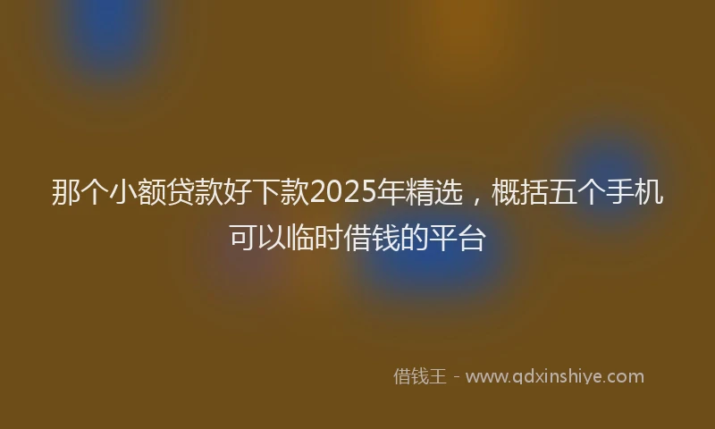 那个小额贷款好下款2025年精选，概括五个手机可以临时借钱的平台