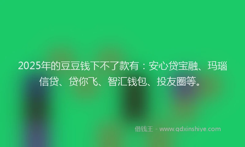 2025年的豆豆钱下不了款有：安心贷宝融、玛瑙信贷、贷你飞、智汇钱包、投友圈等。