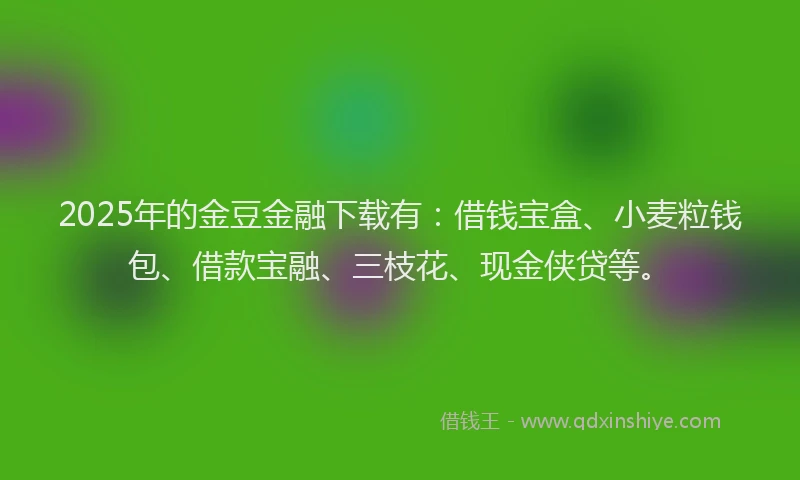 2025年的金豆金融下载有：借钱宝盒、小麦粒钱包、借款宝融、三枝花、现金侠贷等。