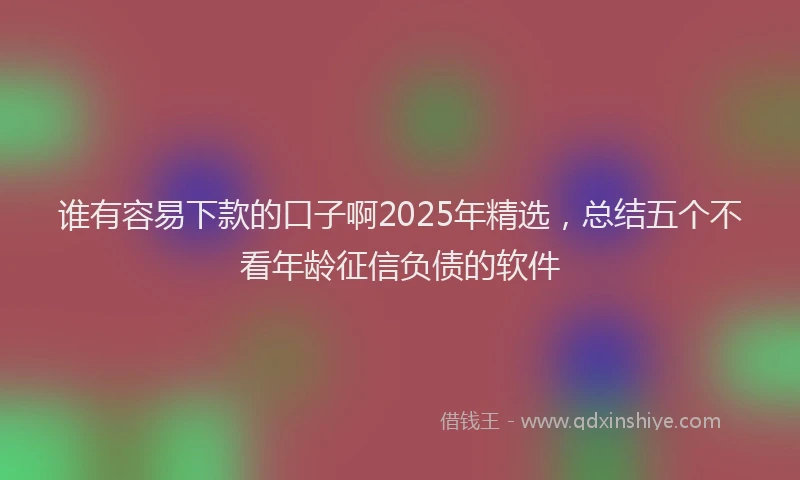 谁有容易下款的口子啊2025年精选，总结五个不看年龄征信负债的软件