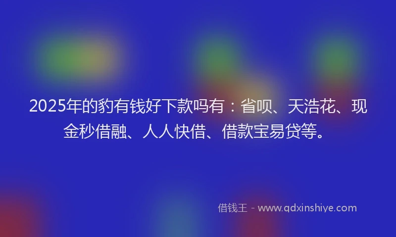 2025年的豹有钱好下款吗有：省呗、天浩花、现金秒借融、人人快借、借款宝易贷等。
