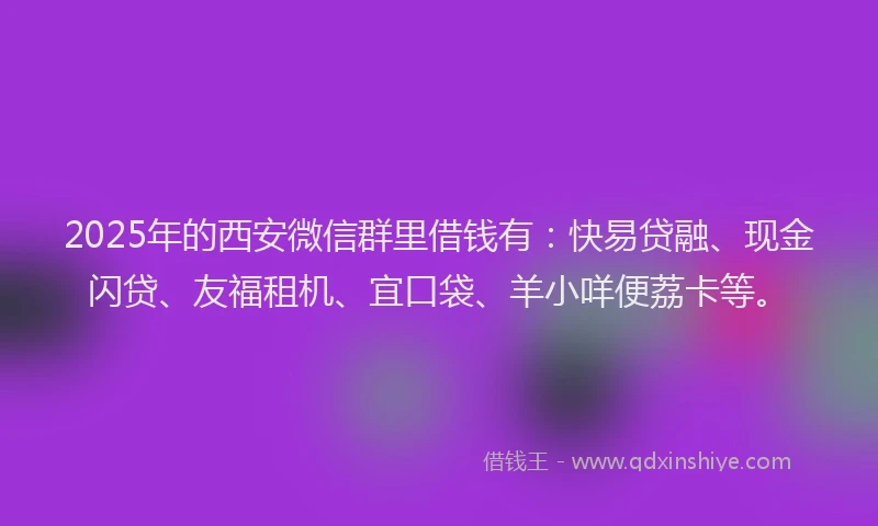 2025年的西安微信群里借钱有：快易贷融、现金闪贷、友福租机、宜口袋、羊小咩便荔卡等。