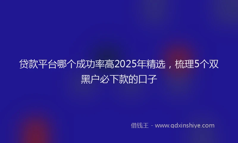 贷款平台哪个成功率高2025年精选，梳理5个双黑户必下款的口子