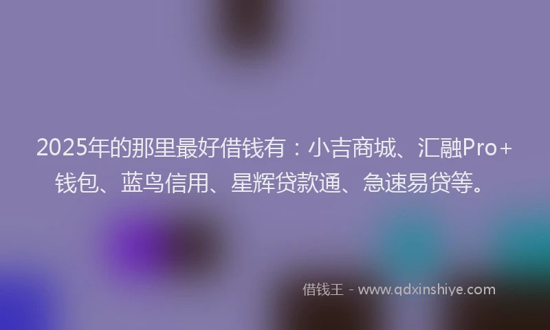 2025年的那里最好借钱有：小吉商城、汇融Pro+钱包、蓝鸟信用、星辉贷款通、急速易贷等。