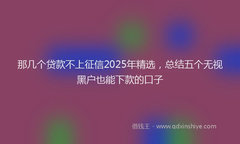 那几个贷款不上征信2025年精选，总结五个无视黑户也能下款的口子