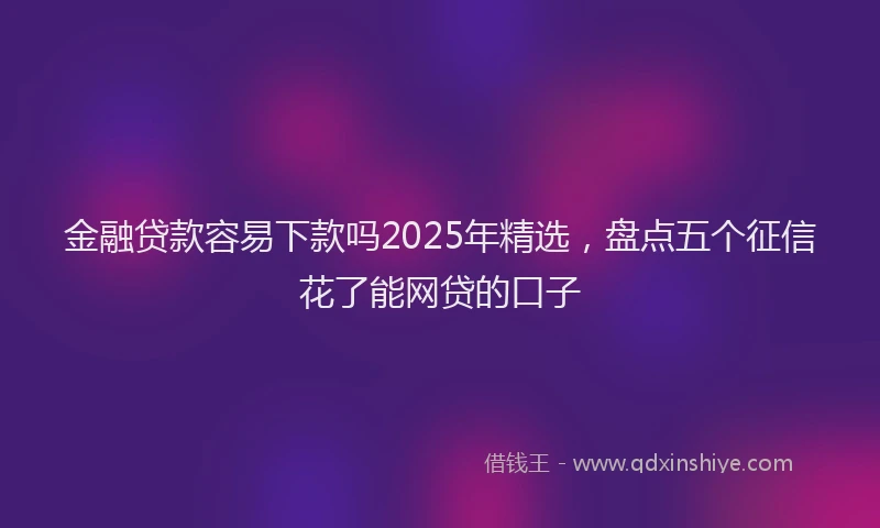 金融贷款容易下款吗2025年精选，盘点五个征信花了能网贷的口子