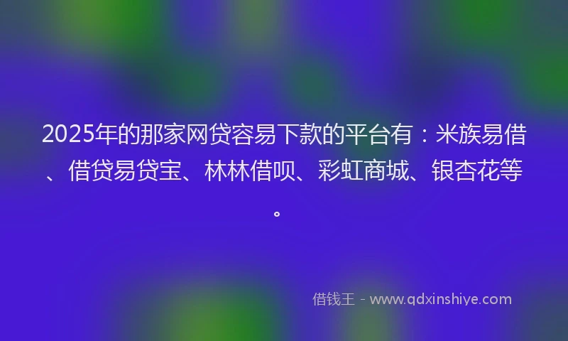 2025年的那家网贷容易下款的平台有：米族易借、借贷易贷宝、林林借呗、彩虹商城、银杏花等。