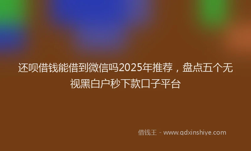 还呗借钱能借到微信吗2025年推荐，盘点五个无视黑白户秒下款口子平台