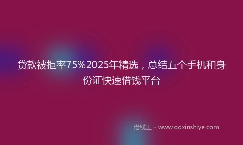 贷款被拒率75%2025年精选，总结五个手机和身份证快速借钱平台