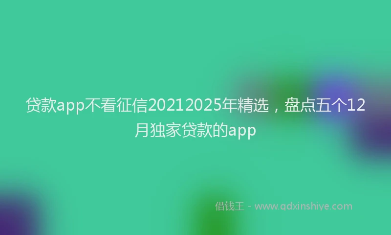 贷款app不看征信20212025年精选，盘点五个12月独家贷款的app