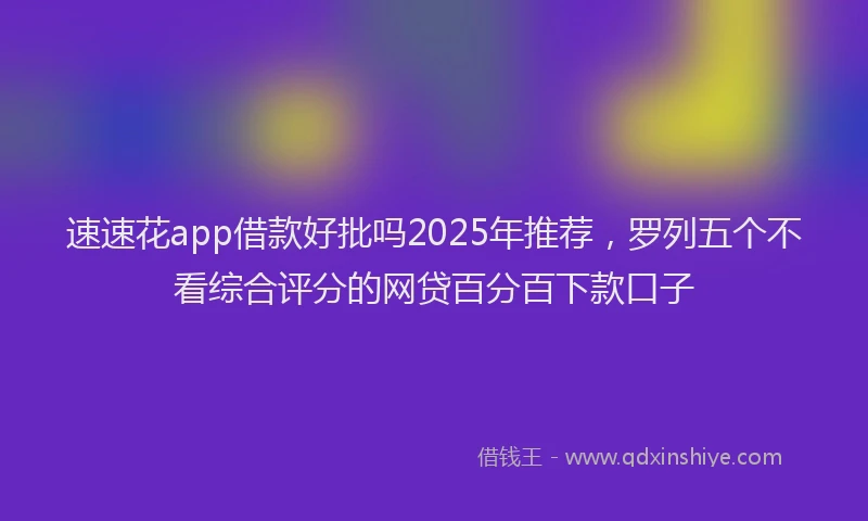 速速花app借款好批吗2025年推荐，罗列五个不看综合评分的网贷百分百下款口子
